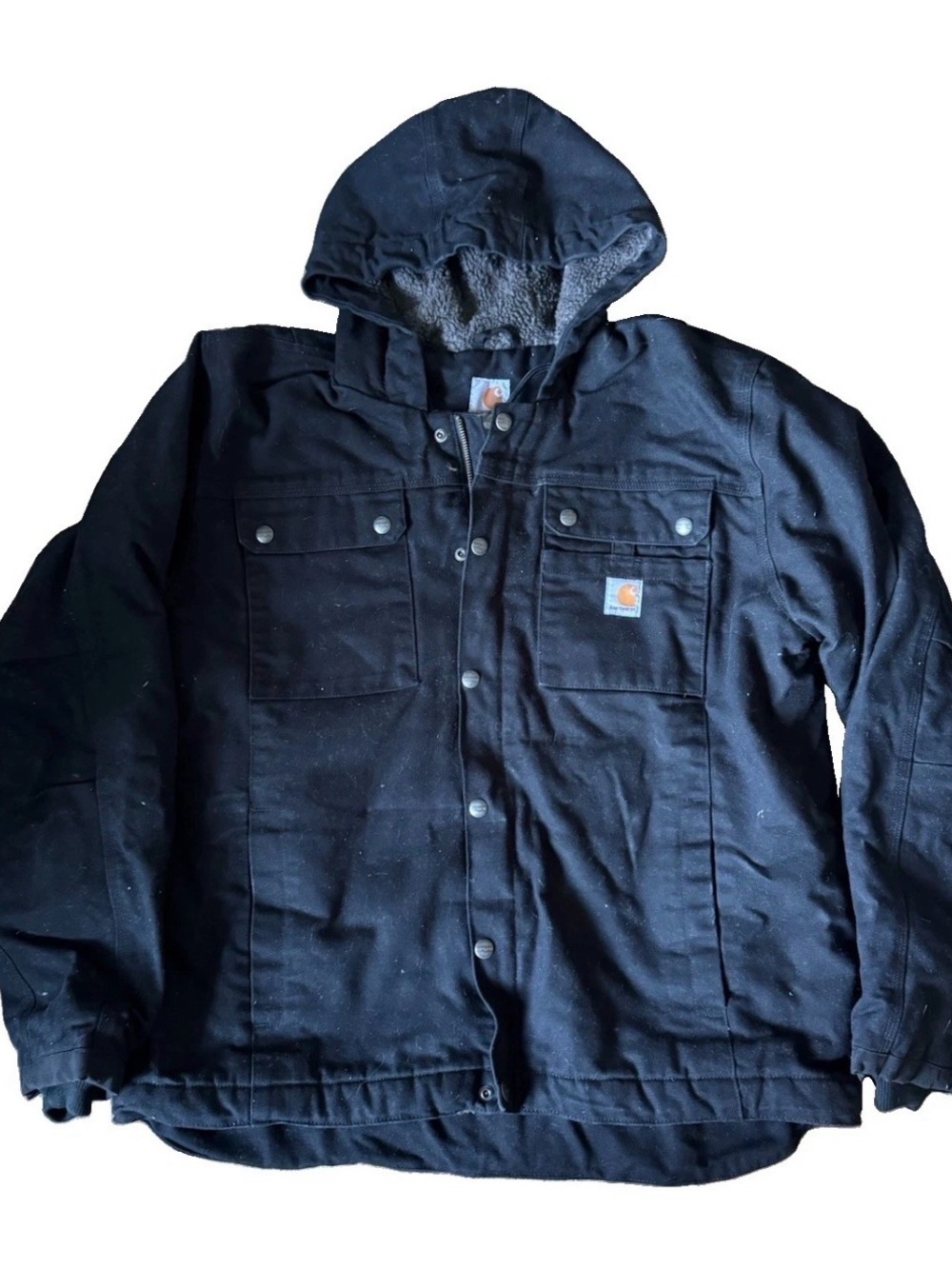 Carhartt Black Hooded Sherpa-Lined Work Jacket